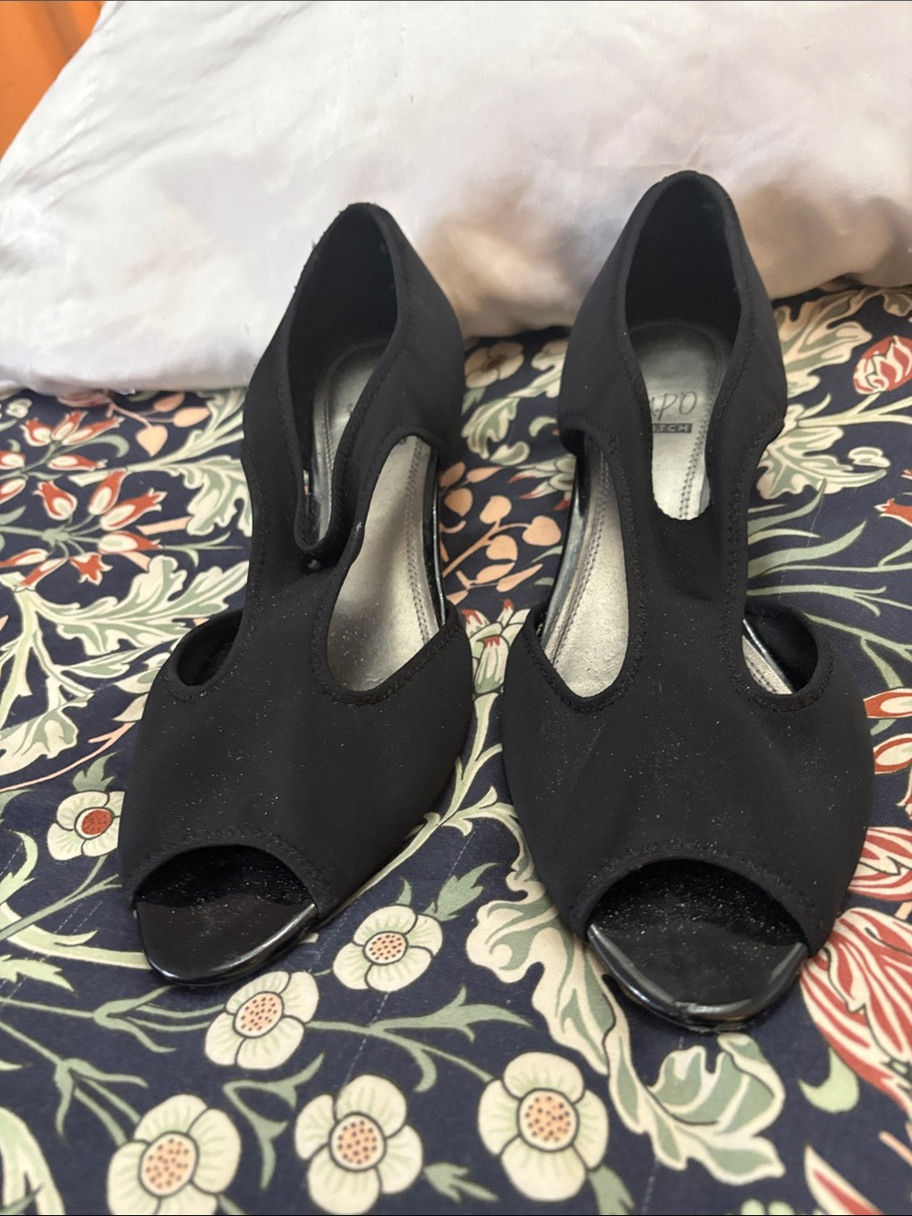 Impo Black Peep-Toe Cutout Platform Heels